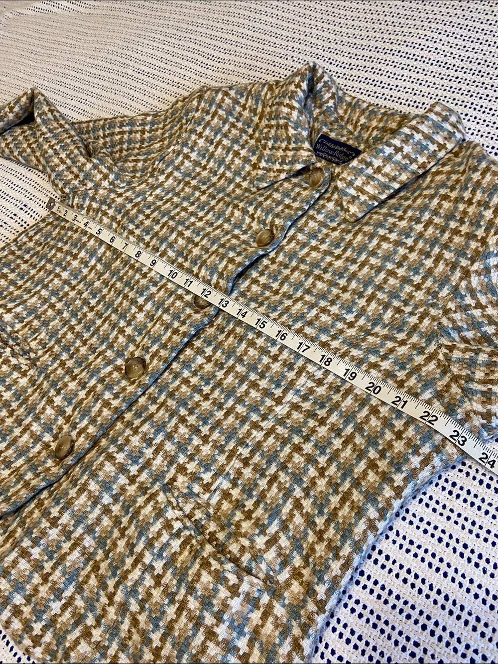 Willow Ridge woven knit tweed blazer button up neutral colors Size L / XL - Picture 9 of 10